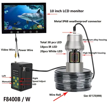 GAMWATER 10 Collu 20M 50M 100M Zemūdens Zvejai, Video Kamera Fish Finder IP68 Ūdensnecaurlaidīga 38 Led, 360 Grādu Rotējoša Kameras