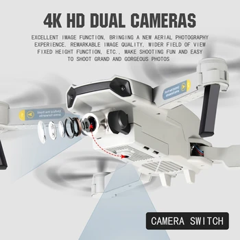 CSJ-X2 Dūkoņa 4K Dual Camera WiFi FPV RC Quadcopter Drones Augstums Režīmā Hold Pusē Galvām Režīmā Dron ar Kameras 360° Ritošā