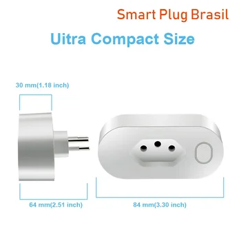 3 Gabals Tuya Smart WiFi Ligzda Brazīlija Standarta 16A Smart Kontaktligzdas 85-220V Balss Vadība, Izmantojot Alexa, Google Home Atbalsta Veids N