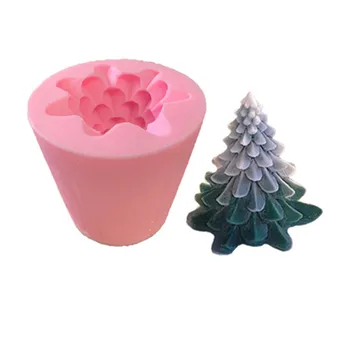 3D Ziemassvētku Eglītes Forma Pārtikas Klases Silikona Veidnē Aromterapijas Sveces, Ziepes, Pomādes Kūka Pelējuma Pieņemšanas DIY Kūka Dekori
