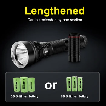 XHP90.2 Dzeltena baltās gaismas LED niršanas lukturīti lāpu 18650 26650 uzlādējams jaudīgā zibspuldze gaismas xhp90 xhp70 medību laternas