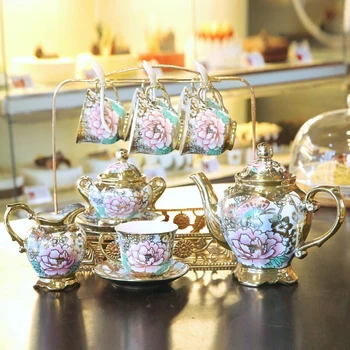 Eiropas Grezns keramikas Kafijas Tasi Uzstādīt Britu porcelāna tējas komplekts Tējas katlā Cukuru bļodā fternoon Tējas dzeršanas Kāzu Dāvanu