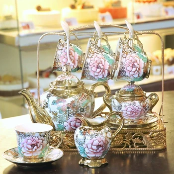 Eiropas Grezns keramikas Kafijas Tasi Uzstādīt Britu porcelāna tējas komplekts Tējas katlā Cukuru bļodā fternoon Tējas dzeršanas Kāzu Dāvanu