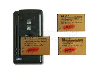 Seasonye 3x 2450mAh BL-5C BL5C 5C, BL Zelta Rezerves Akumulators + Universālu Lādētāju Nokia C2-06 C2-00 X2-01 1100 6600 1000