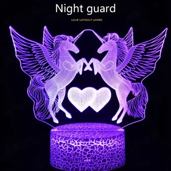 Touch Kontroli, 7 Krāsas, 3D LED Nakts Gaisma Unicorn Formas Galda Galda Lampa Xmas Mājas Apdare Jauki Dāvanas Bērniem Meitene Draugi