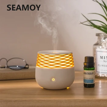 Seamoy Aromātu Gaisā, gaisa mitrinātāju, Koksnes Graudu Ar LED gaismas Ēterisko Eļļu Difuzoru Aromterapijas Elektriskā Mini USB Migla Maker Personas