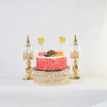 Kāzu Deserta Galda Dekorēšana bērniem dzimšanas dienas ballīti konfektes jar kristāla kūka stāv kūka panna metāla kroņa kūka turētājs displejs zelta