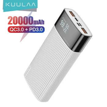 KUULAA 20000mAh Power Bank QC PD 3.0 PoverBank Ātrās Uzlādes PowerBank 20000 mAh USB Ārējo Akumulatoru Lādētāju Xiaomi Mi
