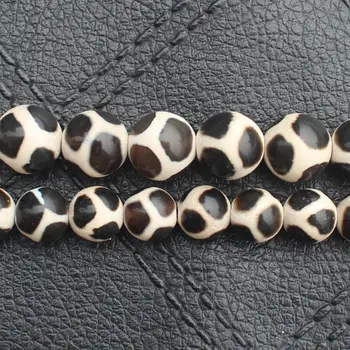 Tibetas Black Futbola modelis Dzi Agate 6-14mm Apaļas pērles nozīmē ,ka, Rotaslietu izgatavošana, var sajauc vairumtirdzniecības!