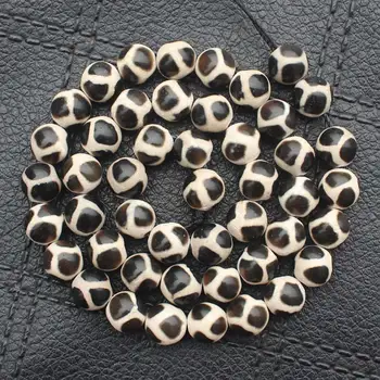 Tibetas Black Futbola modelis Dzi Agate 6-14mm Apaļas pērles nozīmē ,ka, Rotaslietu izgatavošana, var sajauc vairumtirdzniecības!