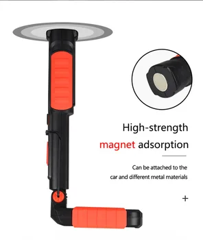 Spēcīgs LED Darba Gaismas Magnētisko Lukturīti Pārnēsājamu USB Lādējamu Darba Lukturi Daudzfunkcionāls Karājas Lāpu ar Āķi