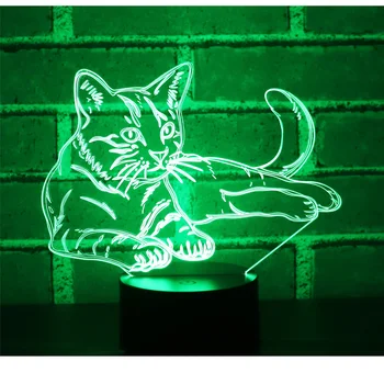 3D LED Nakts Gaisma Prestižu Brīdinājuma Kaķis ar 7 Krāsas, Gaismas, Mājas Apdare, Lampas Pārsteidzošs Vizualizācijas Optiskā Ilūzija