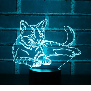 3D LED Nakts Gaisma Prestižu Brīdinājuma Kaķis ar 7 Krāsas, Gaismas, Mājas Apdare, Lampas Pārsteidzošs Vizualizācijas Optiskā Ilūzija