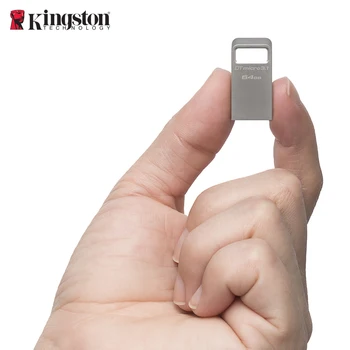 KINGSTON Oriģinālo mini usb flash 128GB Stilīgs metāla pen drive USB 3.1 Gen 1 (USB 3.0) 16GB 32GB usb stick Sudraba Ultra-mazs