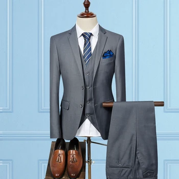 (Žakete+Veste+Bikses)Vīriešu Slim Fit Uzvalki vīriešu Kāzu Kostīmi Ar Biksēm Business Mens Formālās Valkāt Augstas kvalitātes vīriešu ikdienas uzvalki