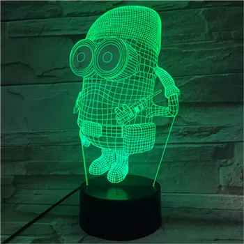Karikatūra 3D Gudrs Minions LED Galda Lampa, Drauga Bērnu Ziemassvētku Dāvanu Led Apgaismojums Akumulatora Barošanu Biroja Dekoratīvās Lampas 589
