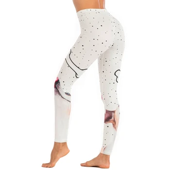 Push Up Fitnesa Sporta Zeķes Sieviešu Bikses Baltais Suns Treniņu Sexy Legging Anticelulīta Elastību Modes Kaudzē Slim Legins