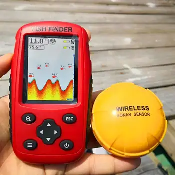 Krievu / angļu Wireless Fish Finder Izvēlne 2-120Ft 0.6-50m Dziļumā Zvejas Sonar Sonar Eco-stabilāku Ledus Fishfinder makšķeres