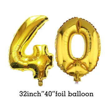 Amawill 40. Dzimšanas dienas svinības Dekorēšanas Komplekts Happy Birthday Banner Baloni 32inch Folija Skaits 40 Gadus Vecās Partijas Piegādes 7D