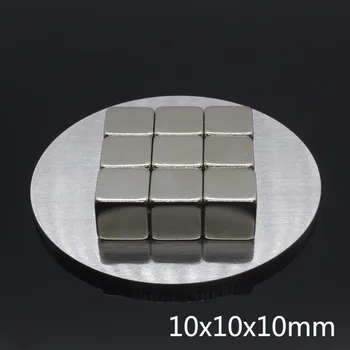 10Pcs 10 x 10 x 10mm Super Spēcīgu Reti Zemes pastāvīgo Magnētu 10x10x10 mm Mazo Grupu NdFeB Spēcīgu magnētisko Neodīma Magnēti
