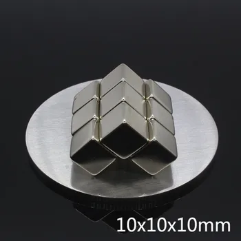 10Pcs 10 x 10 x 10mm Super Spēcīgu Reti Zemes pastāvīgo Magnētu 10x10x10 mm Mazo Grupu NdFeB Spēcīgu magnētisko Neodīma Magnēti