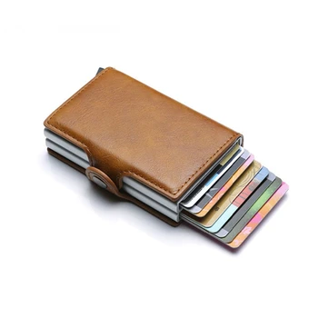 BISI GORO Pretbloķēšanas RFID Makā ID Karte Lietā jaunu Kredītkartes Turētājs, Seifs Biznesa Seifs Unisex MetalAluminium Ceļojuma Somā