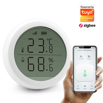 Tuya ZigBee Smart Home Temperatūras Un Mitruma Sensors Ar LED Ekrānu TUYA Smart Dzīves APP Darbi Ar Tuya Zigbee Centrmezglu
