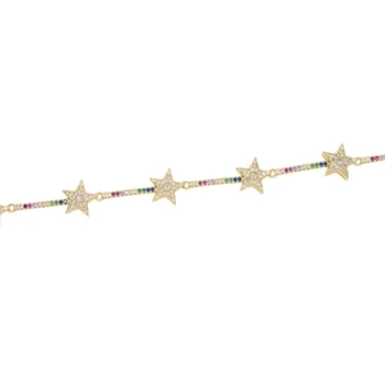 Karstā fashion rainbow krāsainiem cz zvaigžņu mazā joslā, šarnīrķēdes sānslīdi kaklasaite kaklarotas sievietēm ģeometriskā šarmu delikāts Ziemassvētku dāvanu