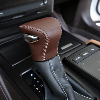 QHCP Ādas Auto Gear Vadītājs Shift Pārnesumkārba Apstrādāt Bumbu Apmales Ietilpst Rokas Piedurknes Gadījumā Lexus ES200260300H 2018-2020