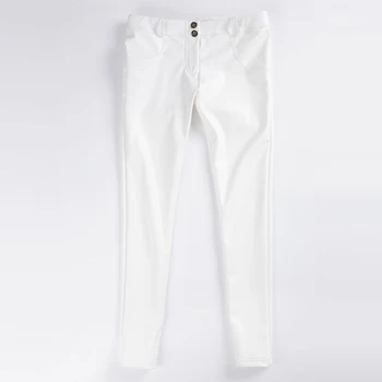 Četri Veidi, kā Elastīgus Meldy Baltās Ādas Bikses Sievietēm 2020. Gadam Vidū Vidukļa Super Izdilis Streetwear Mākslīgās Ādas Bikses vairumtirdzniecība