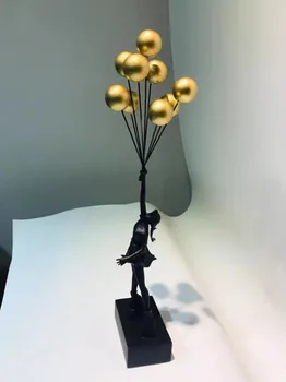 6colors 57cm, kas Peld ar gaisa Balonu Meitene Statujas Banksy Mākslas Skulptūru Sveķu Amatniecības Home Decoration Accessories Dāvanu melns balts sarkans zelts