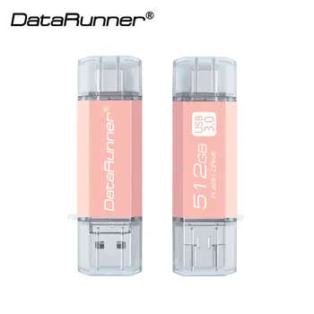 DataRunner 3 in 1 ātrgaitas OTG USB Flash Drive C TIPA Pen Drive 512 GB un 256 gb 128GB 64GB, 32GB Pendrive USB 3.0 Atmiņas karte memory Stick