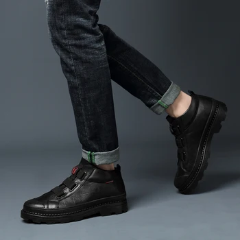 Vīriešu zābaki ikdienas apavi vīriešu ādas ziemas zābaki luksusa zīmolu melnās čības dizainera kurpes vīriešiem augstas kvalitātes 2019 jaunas