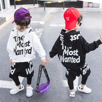 Klasisko Labāko pārdošanas 0 Līdz 8 gadus Veco Zēnu Kapuci Hip-hop Uzvalks, Zēnu Pavasara Rudens Bērnu Sniegumu Apģērbu Divas Gabals Komplekti