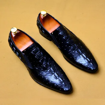 Phenkang vīriešu ādas kurpes īstas ādas oxford kurpes vīriešiem luksusa kleitu kurpes slipon kāzu kurpes ādas brogues
