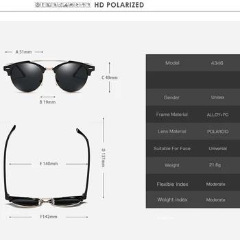 Modes Polarizētās Apaļas Saulesbrilles Vīriešu Sieviešu Dubultu Tilta Dizainers Brilles Klubs Kārta Spoguļstikla Pārklājumu, Briļļu Oculos de sol