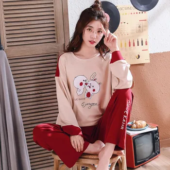 Pidžamas Sieviešu Plus Lieluma korejiešu Izcelsmes Drēbes Rozā 3xl Sieviešu Apģērbs, Pidžamas Komplekts Gabalu Apaļu Kakla Gadījuma Augstas Kvalitātes