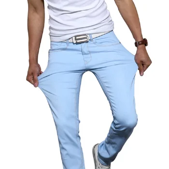 Jaunu Candy Krāsas Skinny Džinsa Bikses Vīriešu Elastīgs Stiept Piecām Kabatām Klasiskās Modes Slim Fit Džinsi Bikses izmēriem 28-38
