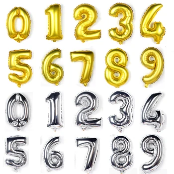16 collu 10pcs/daudz Maza izmēra Zelta/Skaida Attēls Ciparu Numuru, baloni numuru folijas gaisa balons, apdares happy birthday ballon