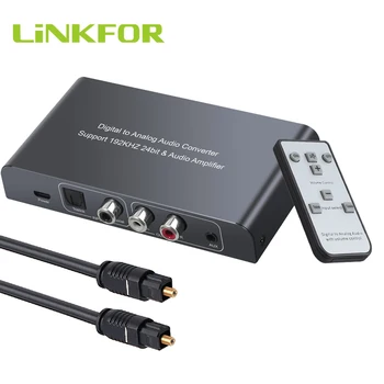 LiNKFOR DAC 192Khz Digitālā uz Analogo Audio Converter Koaksiālie Toslink, lai Analog L/R 3.5 mm Audio Ar Tālvadības Skaļuma regulēšana