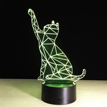 Krāsains Dzīvnieku Kaķis 3D LED Nakts Vieglā Pieskāriena Sensoru, Gaismas 7 Krāsas Efektu Bērniem Gudrs Nakts Lampas Guļamistabas Gaismas Piliens Kuģniecība