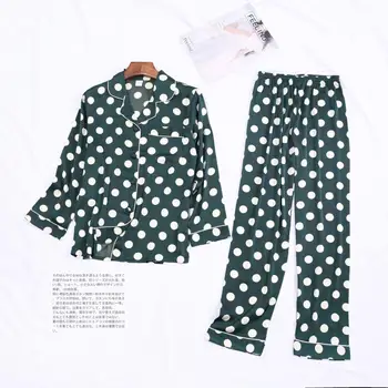2GAB Sleepwear Pidžamas Komplekts Sievietēm Gadījuma Mīkstas Bikses Vasaras Naktsveļu Satīna Intīmo Bikses Nightshirt Intīmo Polka Punktiņi