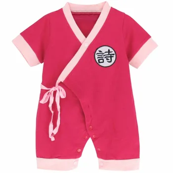 Baby Zēni Meitenes Smieklīgi Kostīmu Ķīniešu Tradicionālā Stilā Romper Zīdaiņu Cosplay Jumpsuit Apģērbs Ar Īsām Piedurknēm Kokvilnas