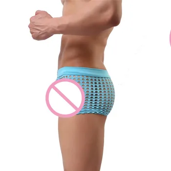 Vīriešu Seksīgi Bokseršorti Modes Apakšveļas Bikses Augstas Kvalitātes Sleepwear Acs Dobi No Bokseri Seksa Gudrs Redzēt Caur Drēbēm