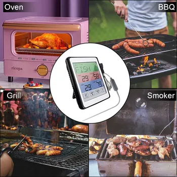 Digitālais Pārtikas Termometrs Gaļas termometri LED Virtuves Temperatūras Mērītājs BBQ Cooking Testeri Taimeris Functionfor Ar Dual Zonde