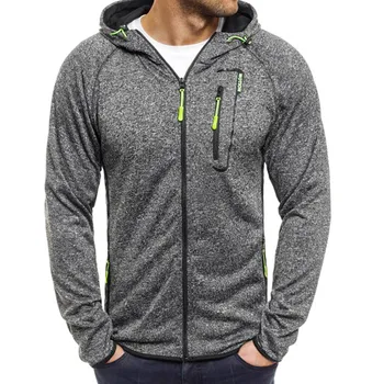 Vīriešu modes rāvējslēdzēju iešūšana džemperis garām piedurknēm pogu mētelis kapuci sporta krekls āra sporta darbojas mācību jaka krekls