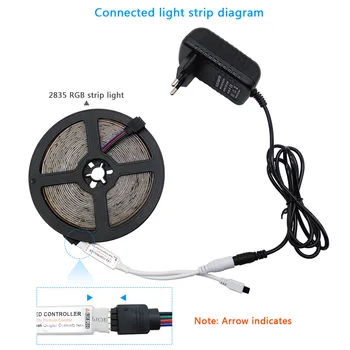 RGB LED Strip Gaismas SMD 2835 5M Ūdensizturīgs RGB Lentu DC12V Lentes diode led Sloksnes Gaismas Elastīgu Svītru Lampas IS WIFI Kontrolieris