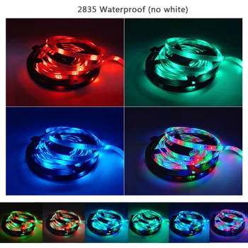 RGB LED Strip Gaismas SMD 2835 5M Ūdensizturīgs RGB Lentu DC12V Lentes diode led Sloksnes Gaismas Elastīgu Svītru Lampas IS WIFI Kontrolieris