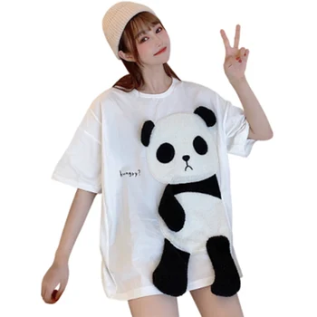 Vasaras Japāņu Kwaii 3D Panda T Krekli, Sieviešu Streetwear Harajuku Lakrosa Sieviešu Topi Smieklīgi Gadījuma T-krekli Augšu