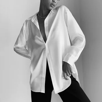 FANTOYE OL Style Balts krekls Sievietēm Gadījuma Lielajam garām Piedurknēm Blūze Savukārt Apkakle Oficiālais Dāmas Top Sieviešu, V-veida Kakla Jaunas